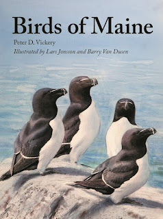 Written by the late Peter Vickery in cooperation with a team of leading ornithologists, this guide offers a detailed look at the state’s dynamic avifauna―from the Wild Turkey to the Arctic Tern―with information on migration patterns and timing, current status and changes in bird abundance and distribution, and how Maine's geography and shifting climate mold its birdlife. It delves into the conservation status for Maine's birds, as well as the state's unusually textured ornithological history, involving such famous names as John James Audubon and Theodore Roosevelt, and home-grown experts like Cordelia Stanwood and Ralph Palmer. Sidebars explore diverse topics, including the Old Sow whirlpool that draws multitudes of seabirds and the famed Monhegan Island, a mecca for migrant birds.  Gorgeously illustrated with watercolors by Lars Jonsson and scores of line drawings by Barry Van Dusen, Birds of Maine is a remarkable guide that birders will rely on for decades to come.