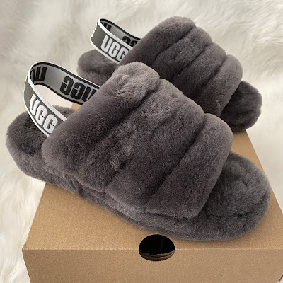 ugg fluff yeah sandal charcoal gray