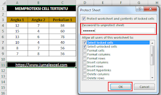 Cara Memproteksi Cell Tertentu Dengan Menu Protect Sheet - JurnalExcel.com