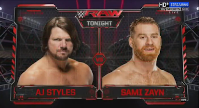 AJ Styles vs Sami Zayn Full Match  RAW 11-4-2016