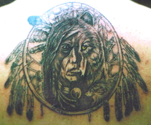native american indian tattoo dreamcatcher with feather · Native American