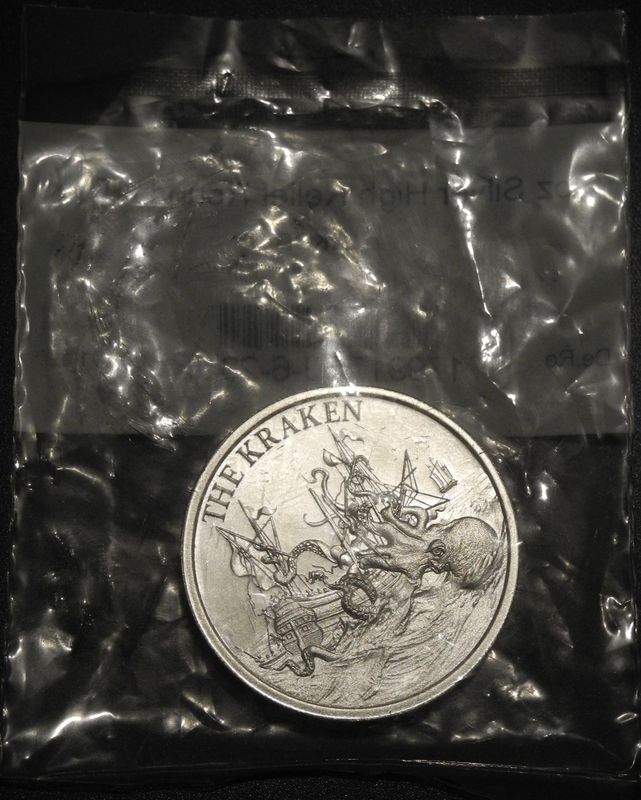 Кракен, раунд США, серия Криптозоология, 2 унции серебра