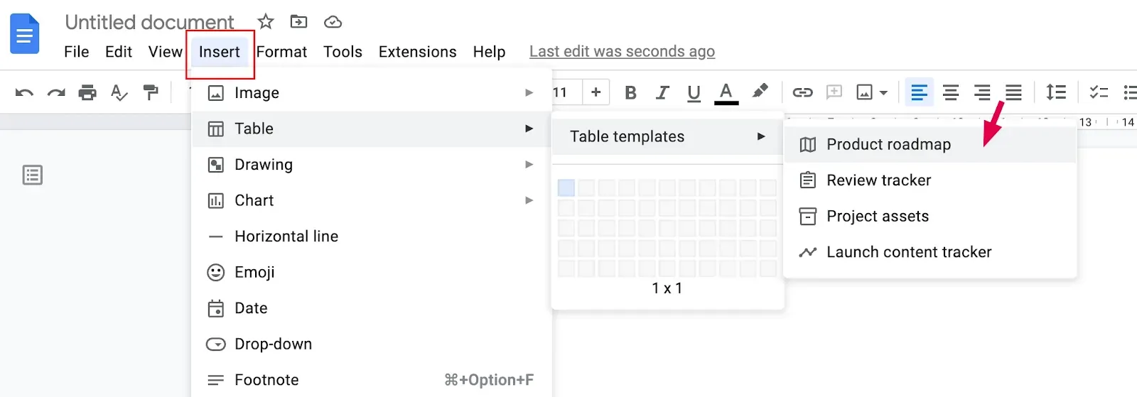 Google Docs Table Template