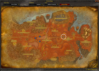 A map of Nicki Tinytech's location in Hellfire Peninsula.