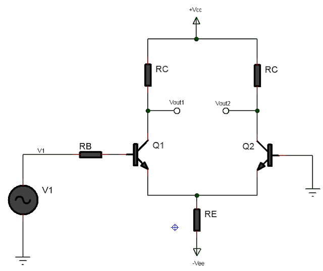 single input balanced output BJT differential amplifier