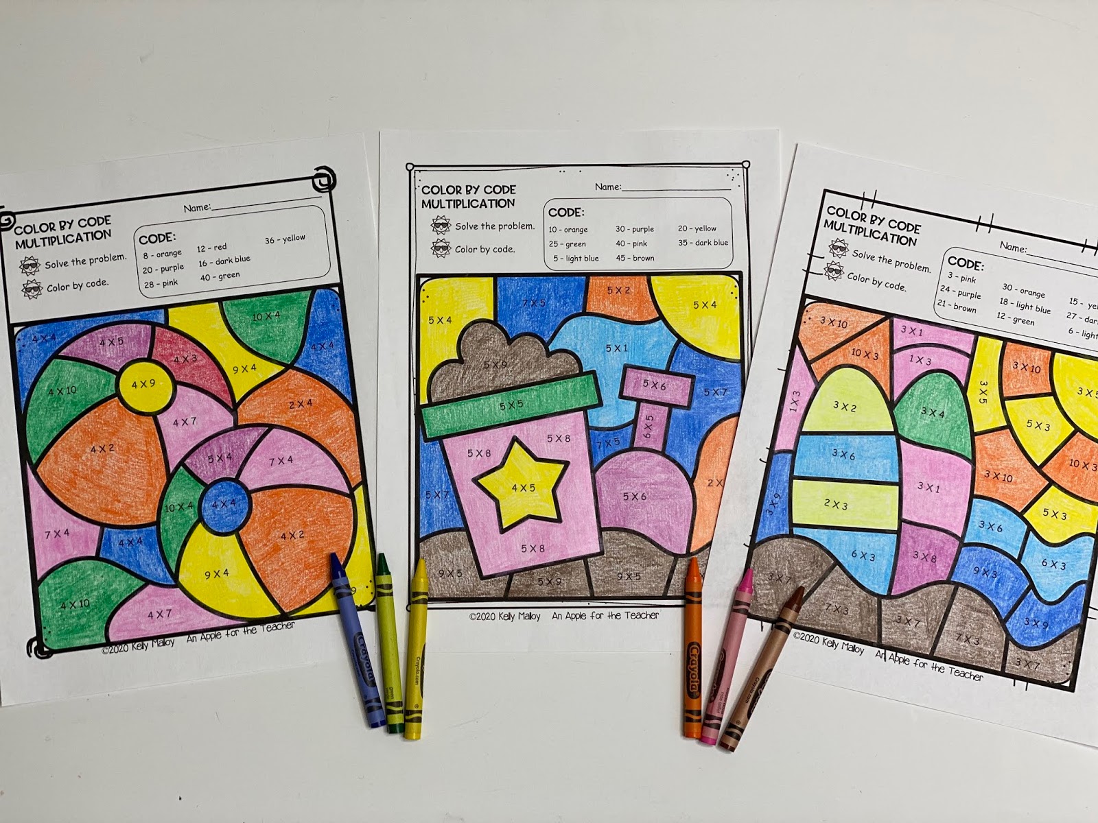 an apple for the teacher summer color by number