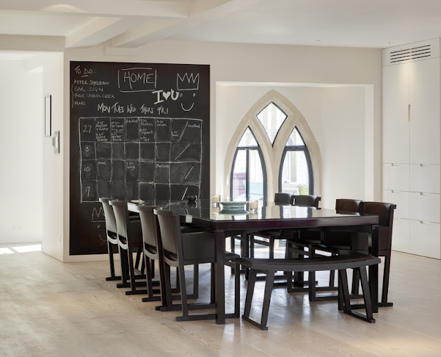 Picture of modern black dining table and chairs in the dining room