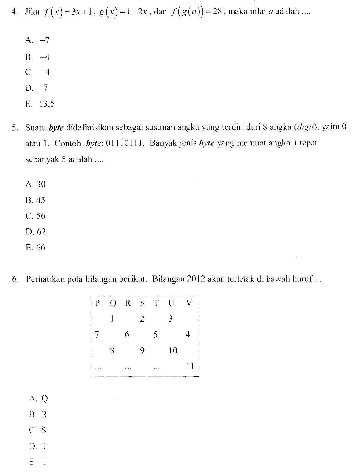 CONTOH SOAL LATIHAN OLIMPIADE SAINS NASIONAL MATEMATIKA 