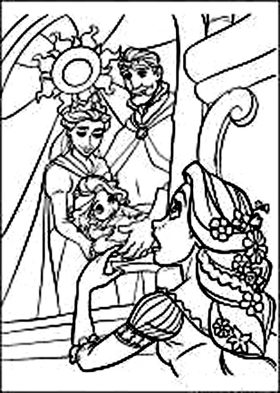 Princess Rapunzel and Family | Tangled Disney Coloring Pages title=