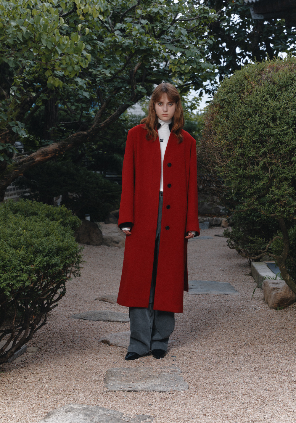 MUSEE LE MONDE Cashmere Virgin Wool Collarless Coat