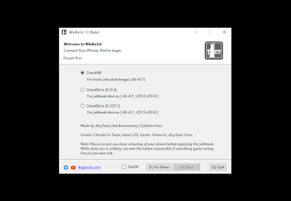 WinRa1n 1.1 Windows Jailbreak Tool 2023