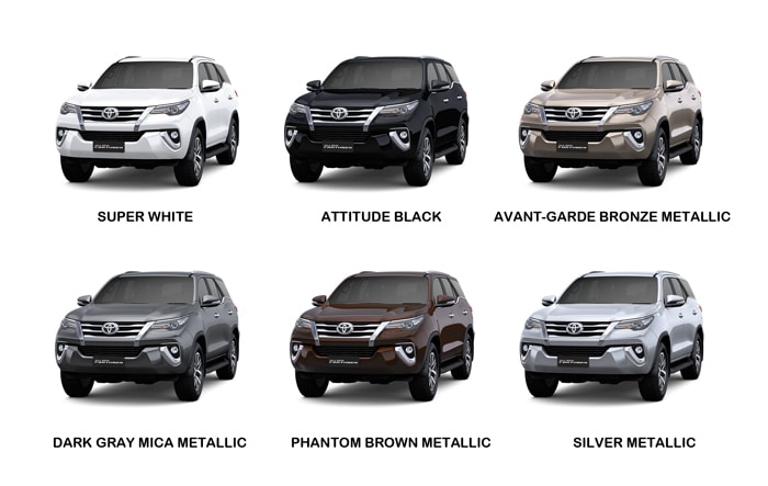 color choices of toyota all new fortuner 2019