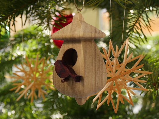 Miniature Birdhouse Ornament, Handmade from Select Grade Hardwoods and Finished with Blend Of Beeswax and Mineral Oil, Collectable