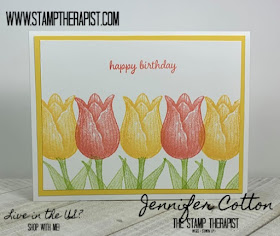 Pretty card using Stampin' Up!'s Timeless Tulips Bundle.  Idea from Tracy Allen.  #StampinUp #StampTherapist