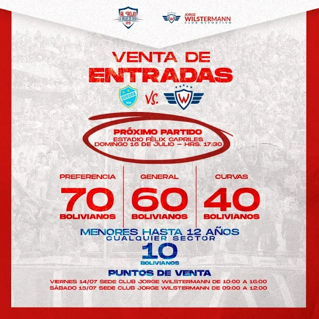 Venta de Entradas Aurora vs Wilstermann