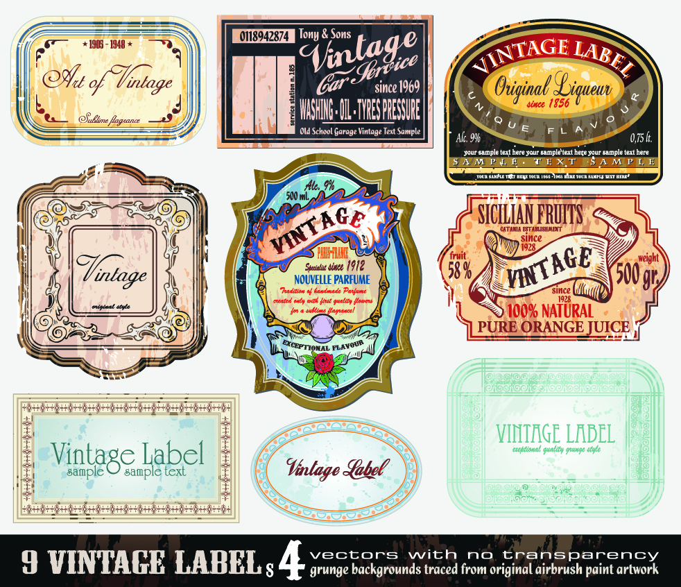 vintage labels, etiquetas vintage, vecotor, retro