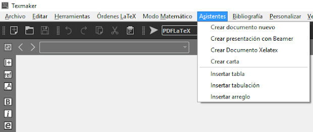 Asistentes en Texmaker.