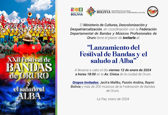 Lanzamiento del Festival de Bandas y el saludo al Alba