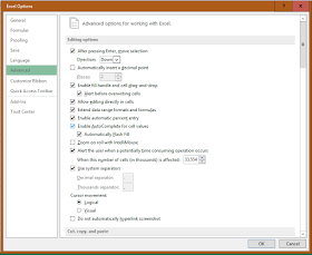 Select advance in excel options