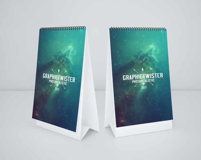 Download Mockup Kalender PSD Terbaru Gratis - Double Small Desk Calendar MockUp