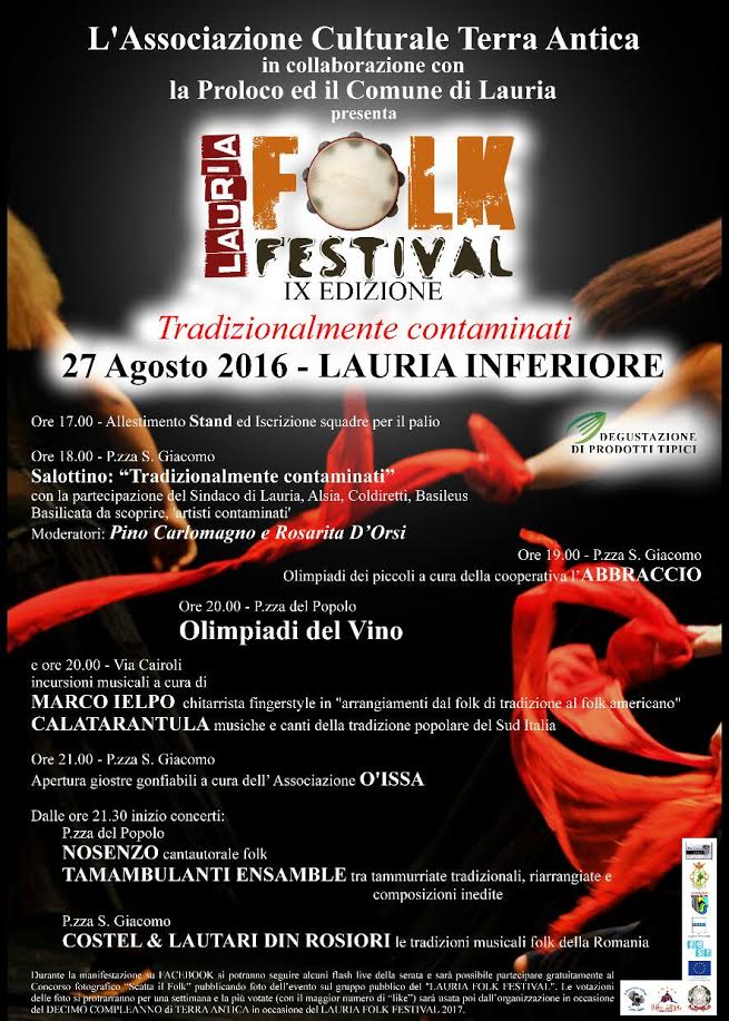 A Lauria il 27 agosto la nona edizione del Lauria Folk Festival