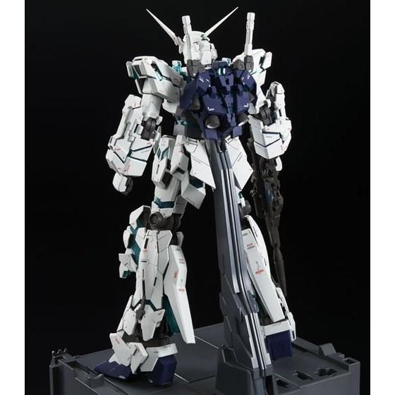 Unicorn Mode Rear View Back view of the white Unicorn Gundam figure on a base.