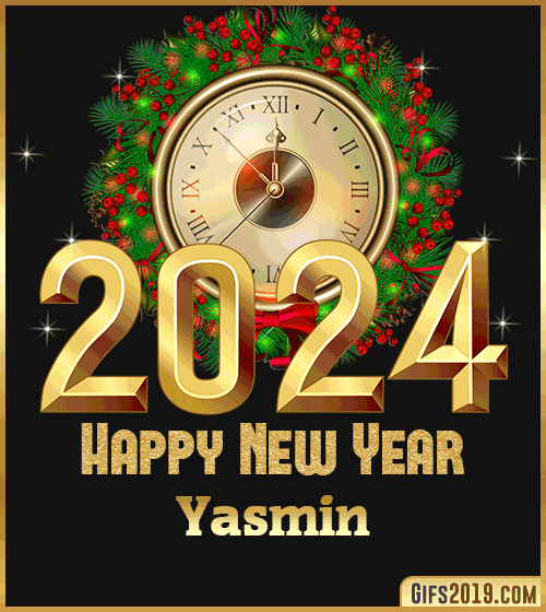 Gif wishes Happy New Year 2024 Yasmin