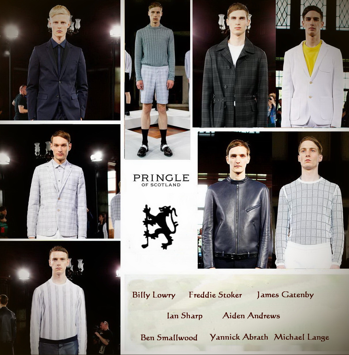 Pringle of Scotland Spring/Summer 2014 London — Billy Lowry, Freddie Stoker, James Gatenby, Michael Lange, Ian Sharp, Ben Smallwood, Aiden Andrews & Yannick Abrath