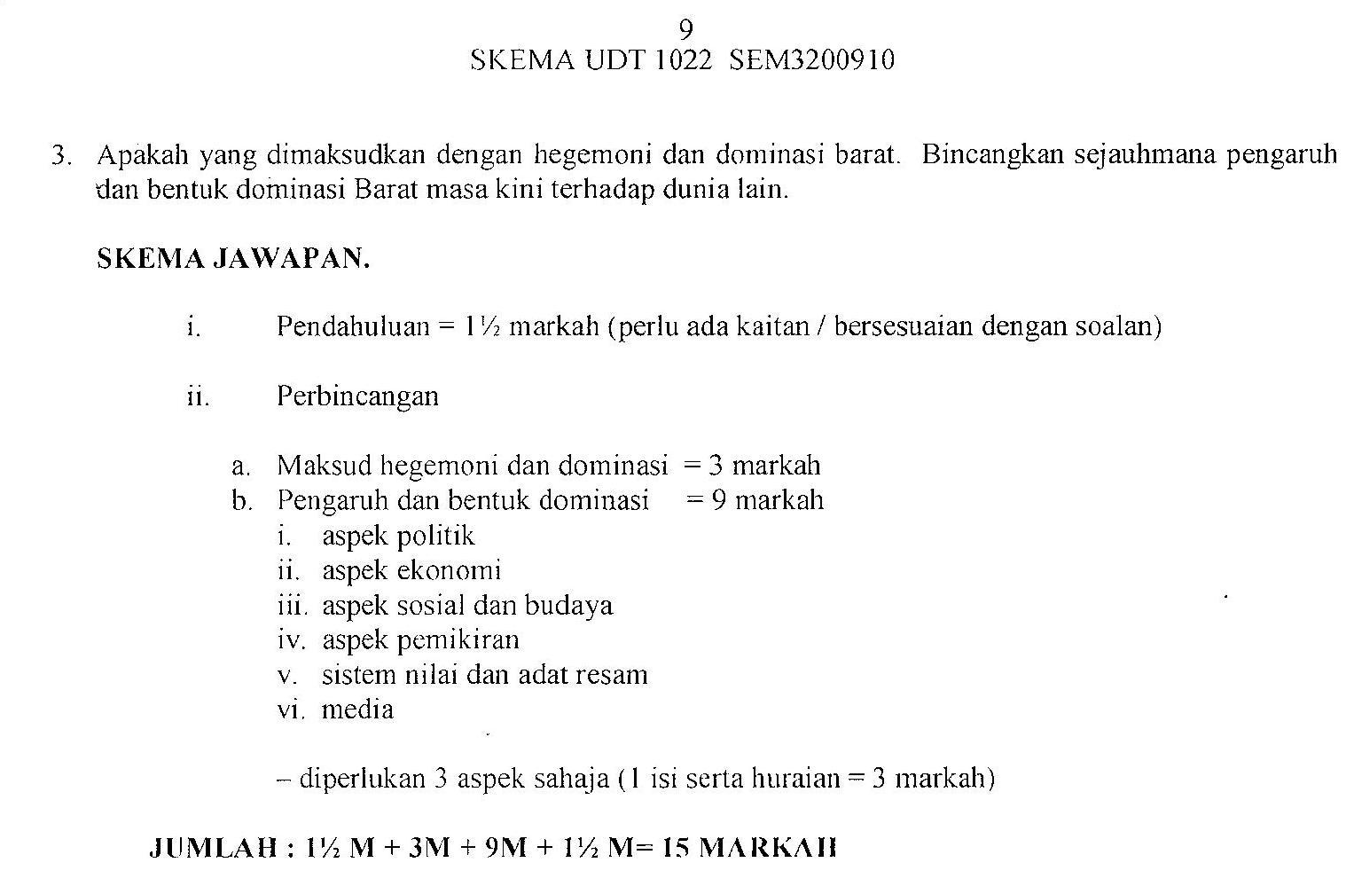 CONTOH SOALAN DAN SKEMA SOALAN SUBJEK TITAS TAHUN 2009 