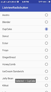 Listview Single Choice in android Example.,Listview radiobutton in android
