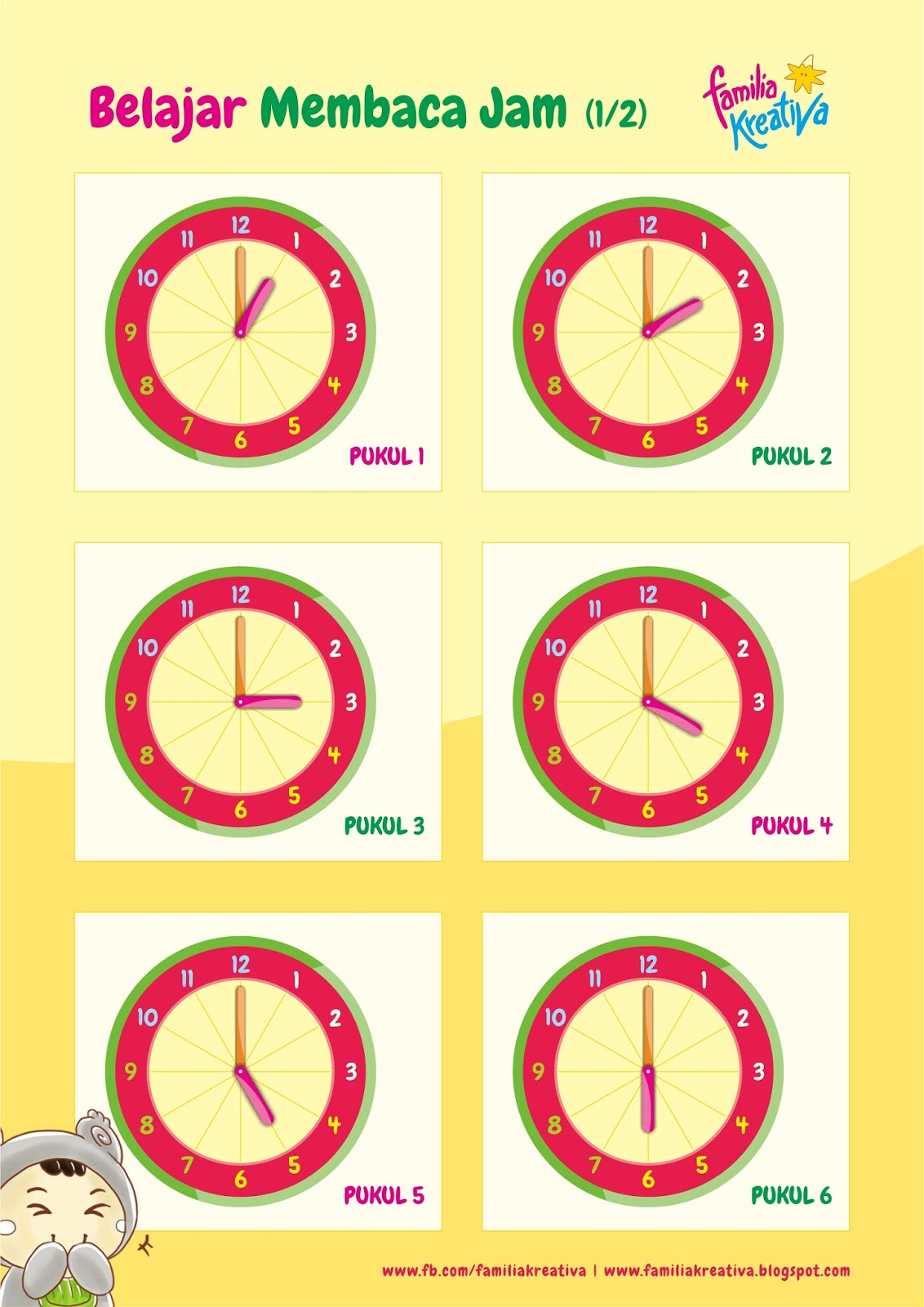 Download Gratis - Poster Belajar Mengenal Jam