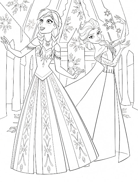 Color Pages Of Anna  Elsa Frozen Walt Disney Princess Characters