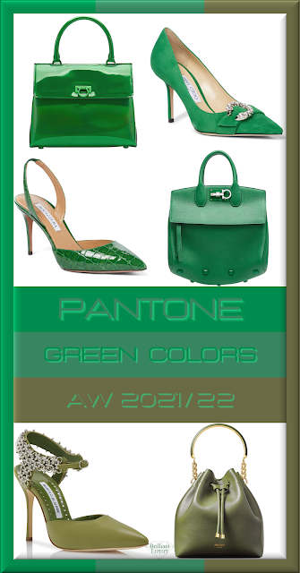 ♦Pantone Green Fashion Colors AW 2021-22 #pantone #green #accessories #aw2021 #brilliantluxury