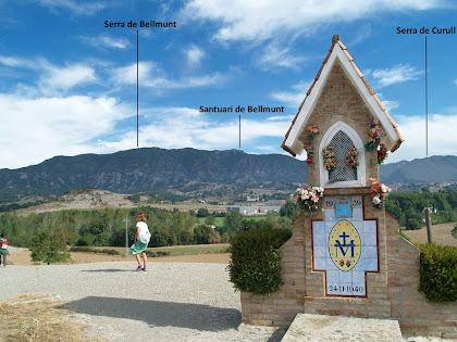 Panoràmica des del Pedronet de la Miraculosa amb les serres de Bellmunt i Curull al seu darrere