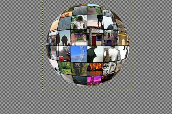 Move the Spherical Collage Using the Move Tool.