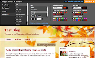 Screen shot of Blogger Template Designer