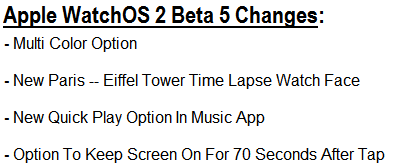 WatchOS 2 Beta 5 Changes