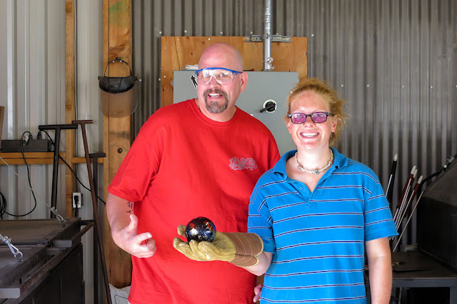 Bubba and Amy with finished glass ornament