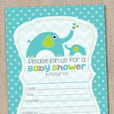 Blank Elephant Baby Shower Invitations