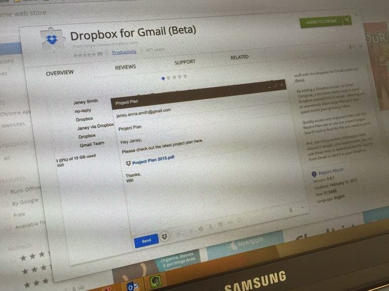 How to add Dropbox files to Gmail messages