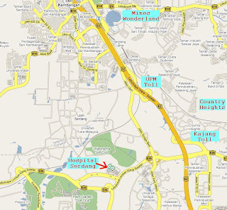 location map of Hospital Serdang