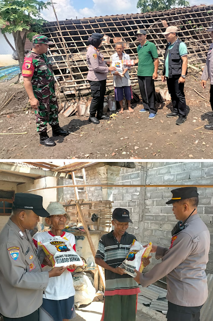 Polres Tulungagung Berikan Bantuan Sosial Untuk Warga Terdampak Angin Puting Beliung 
