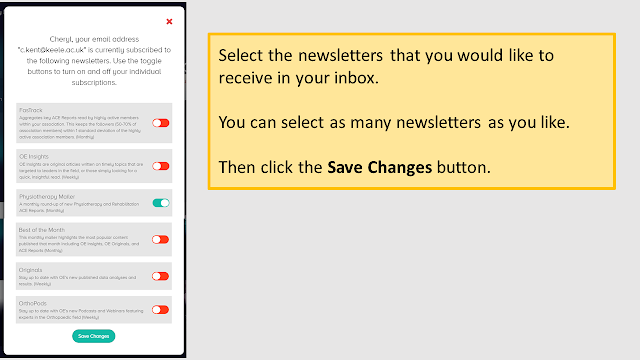 display of the newsletters selection box