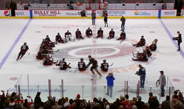 Carolina Hurricanes celebrate win with duck duck goose