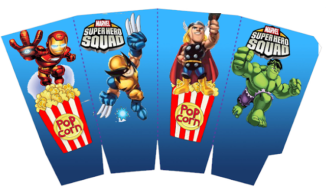 Marvel Superhero Squad Free Printable Pop Corn Box.