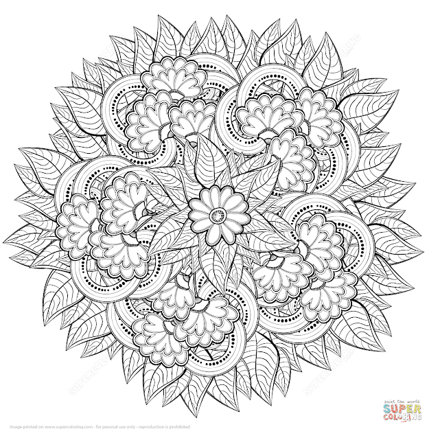 Click The Abstract Flowers Zentangle Coloring Pages To View Printable  Version Or Color It Online Patible With Ipad And Android Tablets