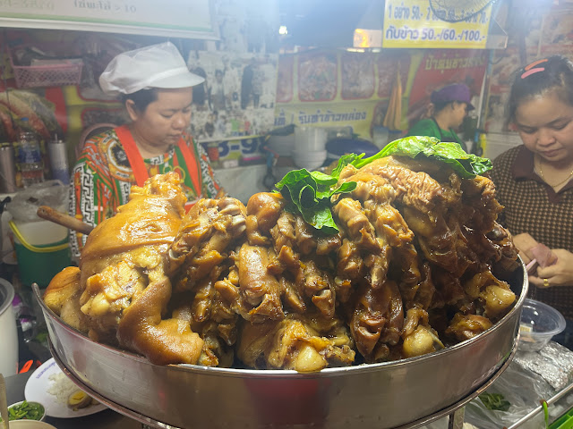 Thai stewed pork leg at Or Tor Kor Market, Bangkok, Thailand