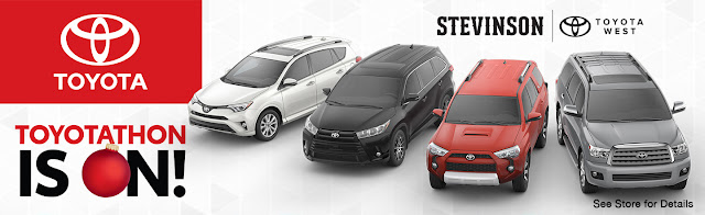 Get your new Toyota SUV, car or truck during Toyotathon at Stevinson Toyota West. 