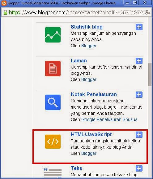 Menambahkan Widget pada Blog