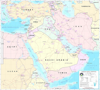 Bugünkü Orta Doğu'nun siyasi ve ulaşım haritası